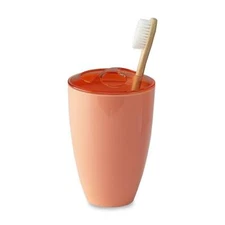 Essential Home WaterDrop Coral Peach Orange Plastic Toothbrush Holder