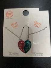 USA Seller- 2-pcs Best Friends Heart Pendant 16" Chain Necklace Jewelry