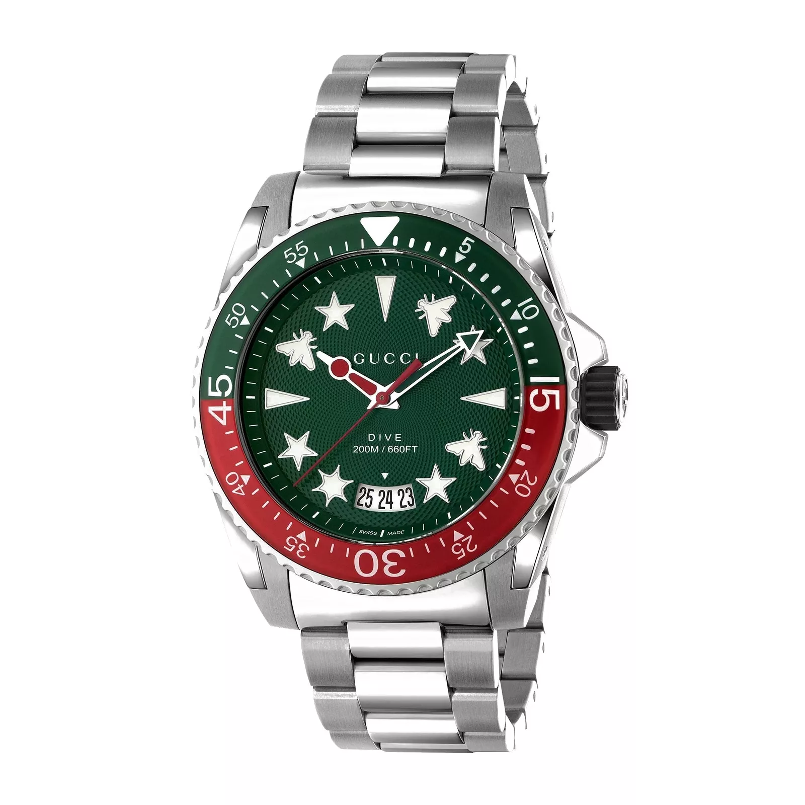 Montre pour homme Gucci cadran vert plongée 45 mm en acier inoxydable YA136222