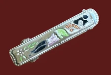 Vintage Enameled Japanese Geisha Alligator Bar Clip - Shirt, Collar - 1.25"