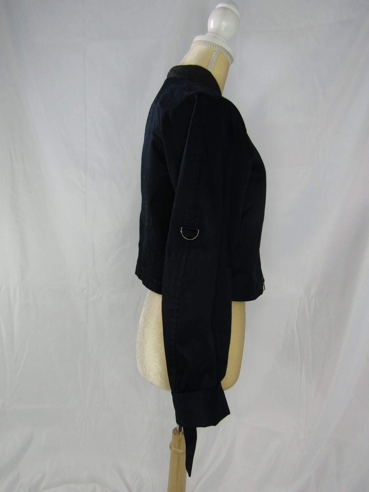 ICB Black Gray Zip Front Cropped Jacket Size 0 - image 2