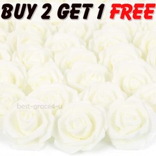 50Pcs Large 6CM Artificial Flowers Foam Rose Heads Wedding Party Decor Bouque UK