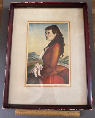 FRAMED BUELL WHITEHEAD ANNABELLE LEE PENCIL SIGNED LITHOGRAPH PRINT VTG ART 1946