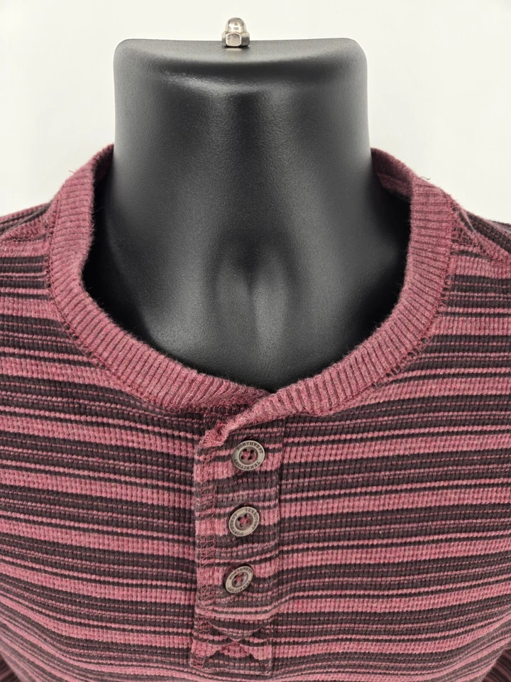 Northwest Territory Henley Shirt Medium Red Stripe Hiking Thermal Outdoor Men - Image 4 of 4