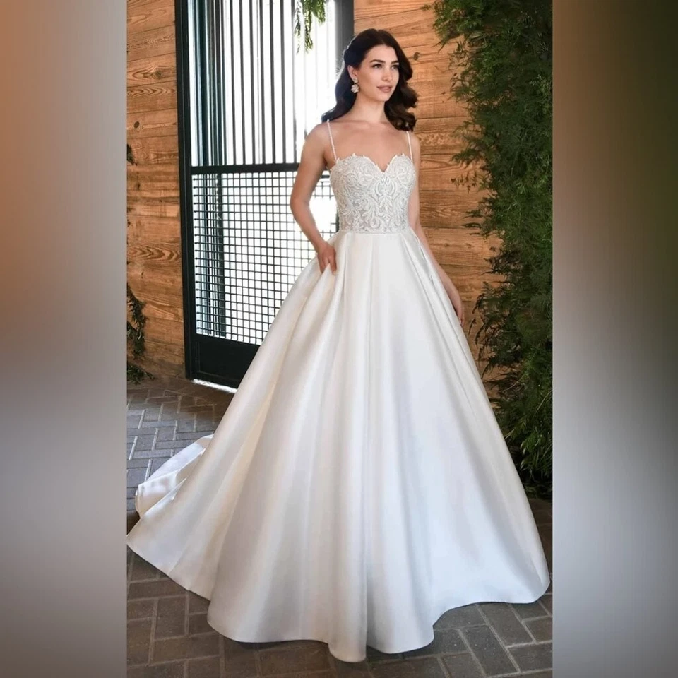 Essense of Australia Talla 14 VESTIDO DE FIESTA COMPLETO VESTIDO DE NOVIA Trane Cuentas Impresionante Foto 2 de 4