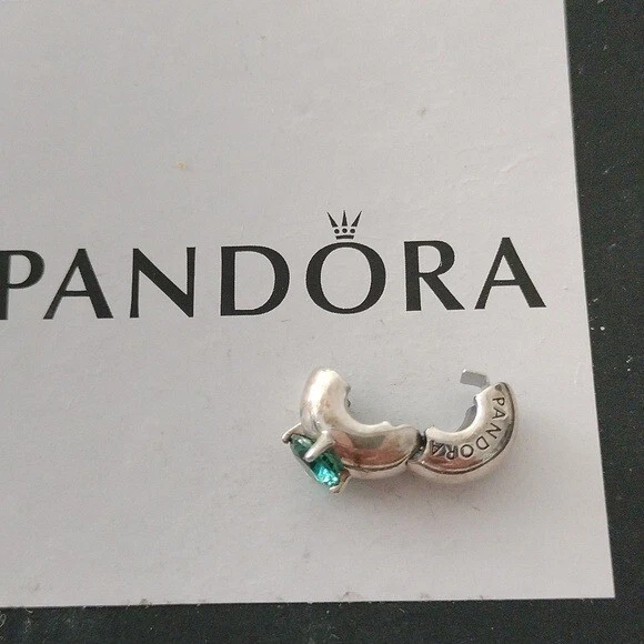 Pandora Plata Esterlina Redonda Solitario Silicona Clip Verde 799204C03 Foto 2 de 4