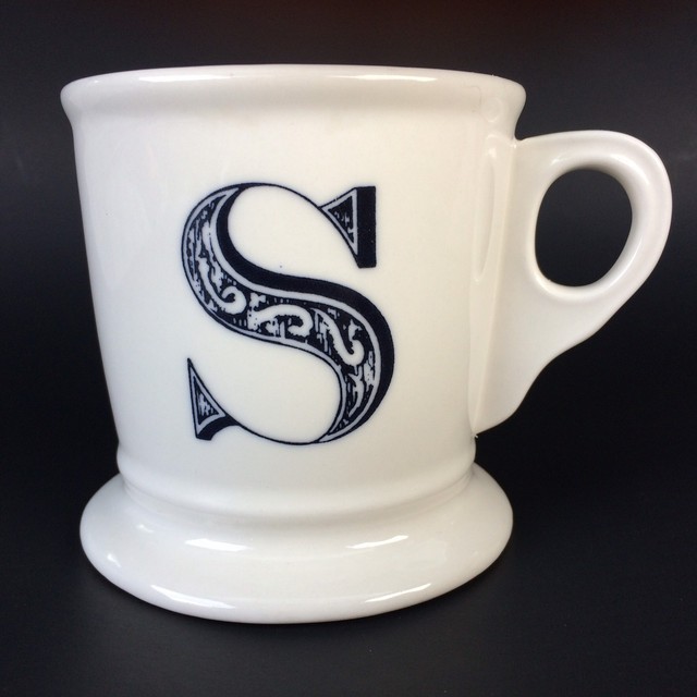 Anthropologie Initial S Black Monogram Coffee Tea Mug Cup Shaving Style eBay