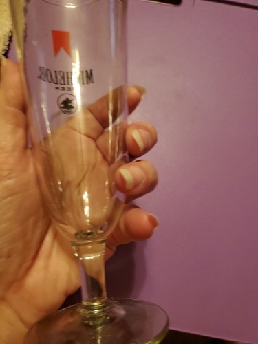 Vintage Michelob 8.25" Pilsner Stemmed Beer Glass Red Ribbon Style - Picture 7 of 7