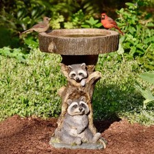 Resin Raccoon Birdbath Polyresin Antique Garden Bird Bath For Home Garden Y` HY2