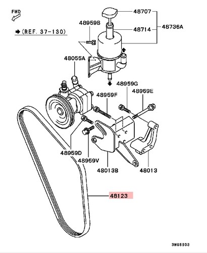 Power Steering Belt for Mitsubishi DELICA L400 PA5V 2.5 - Picture 2 of 6