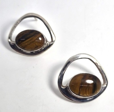 Sensa Eustace S.E. Zuni Tiger's Eye sterling silver vintage stud earrings