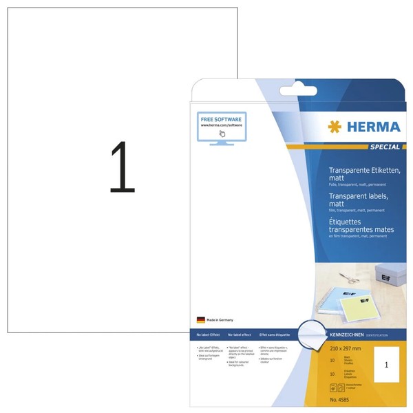 Herma Transparente Folien-Etiketten Special, 210 X 297 Mm 1 Bis 20 Stk Spare 42%-image