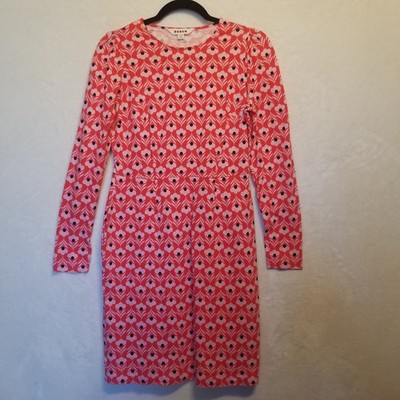 Boden 6R Dress Red Floral 100% Cotton Sheath Pockets Office Workwear Commuter 