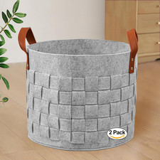 Blankets Basket 15" X15 " X13 " 2 Pack, Storage Baskets for Organizing Round, Li