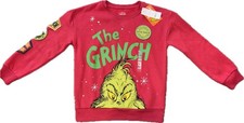 NWT Boys Christmas Dr. Seuss The Grinch Pullover Sweatshirt with Sleeve Patches