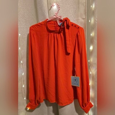 CeCe Vibrant Orange Women's Blouse