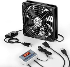 USB Fan 120Mm with Digital Temperature Controller, 5V USB Powered PC Computer Fa