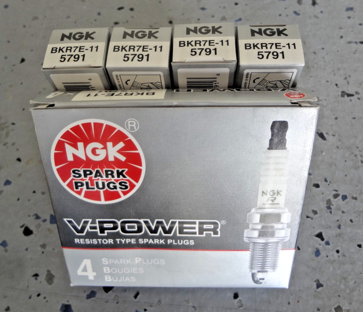 Set of 4 New NGK V-Power Copper Spark Plugs Made in Japan BKR7E-11 5791