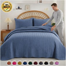 California King Quilt Luxury Bedspread Coverlet Bed Throw Bedding Set 2 Shams