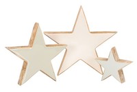3Er Set Sterne 15-30Cm Mango Holz Natur Braun Weihnachtsdeko Tischdeko Deko