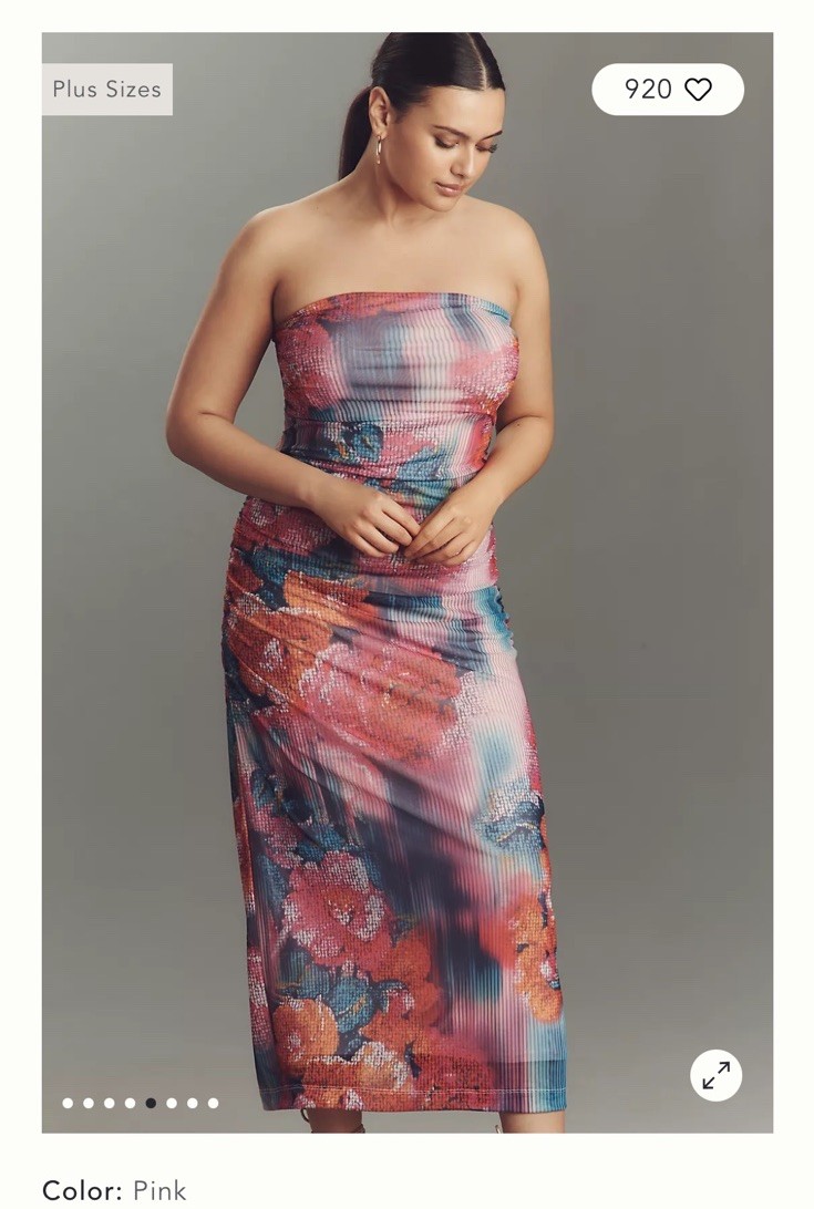 Anthropologie THE SOLEIL SLIM STRAPLESS RUCHED MESH DRESS 3X  NWT