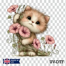 Whimsical Spring Cat UV DTF Sticker - Glass Laptop Tumbler Cup xl810