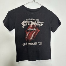 The Rolling Stones Boys Black Short Sleeve Crew Neck Band Tee Shirt Size 5T