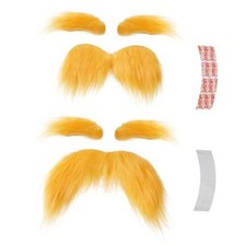 woxafo 2 PCS Yellow Mustache and Eyebrows with Spare Tape, 2 Novelty Realistic