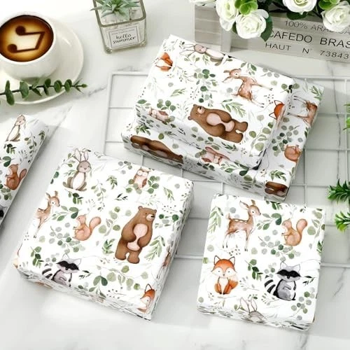 Бумага оберточная лесная для животных - мини-рулон - 17 дюймов x 32,8 фута лесное животное эука... - Изображение 3 из 4