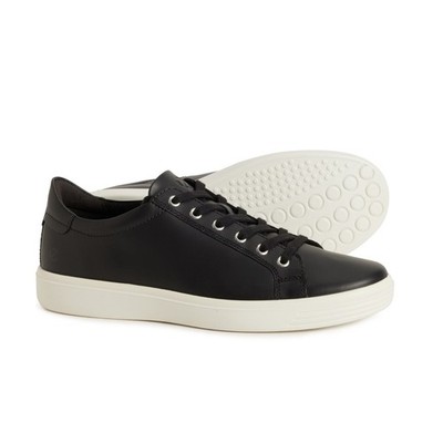 Ecco Men's Soft Classic Lace Up Low Sneaker Leather Shoe Fluidform Footbed Black