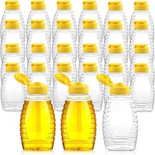 8.8 oz Clear Honey Bottles Bulk, 32 Pcs Squeeze Honey Jar with Flip Lid Empty