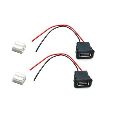 2Pin USB 2.0 USB Female Pigtail Cable Power Jack DC 5V 3A Charging Port