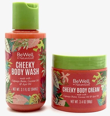 NatureWell Cheeky Tropical Travel Ready Body Wash (3.1 oz )Cheeky Cream (3.4 oz)