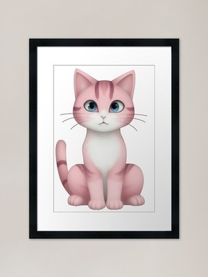 Süße rosa Katze, rosa Kätzchen gerahmt ein gerahmtes Wandbild Poster Leinwanddruck Bild