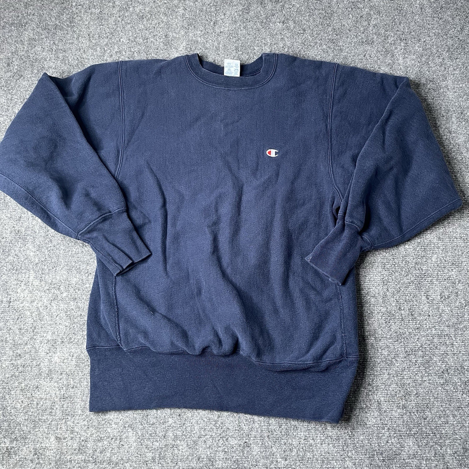 Vtg 1980s Champion Reverse Weave Crewneck Sweatshirt Mens L Navy Blue 80s