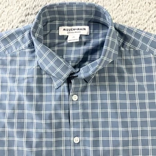 Mizzen Main Shirt Mens Medium Plaid Trim Fit Performance Button Up Short Sleeve