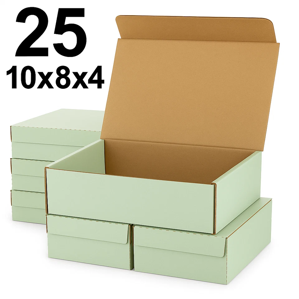 25 Green Shipping Boxes 10x8x4 | Self Seal Mailers – Matte Kraft Inside - Image 3 of 4