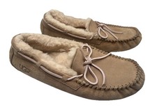 Ugg Women  s Sz 11 Dakota Slipper Leather Nubuck Beige Tobacco Slip On Shoes 5612