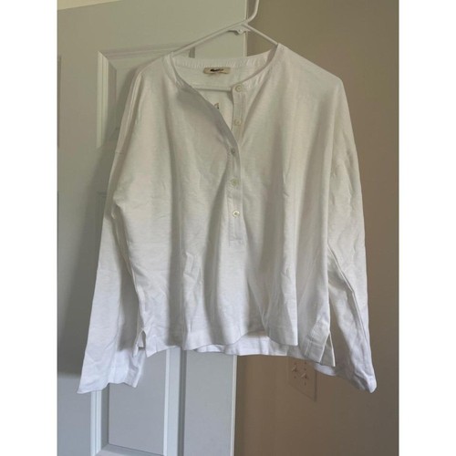 Madewell Weiß Baumwolle Henley Langarm Top Freizeit Alltag Größe M