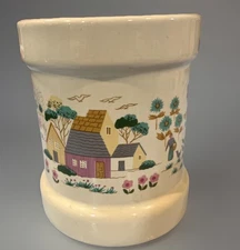 VTG Utensil Holder Farm Themed Cottage Core Multipurpose Unmarked 5.25” X 4.25”