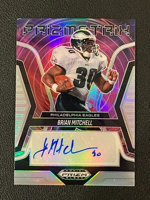 Brian Mitchell 2025 Panini Prizm Black Football Auto Prizmatrix Silver Eagles 