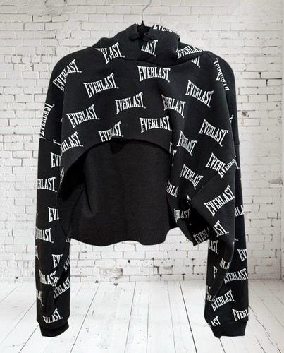Felpa FOREVER 21 Everlast Super Crop Top nuova senza etichette taglie forti 2X - nero bianco - Foto 2 di 4