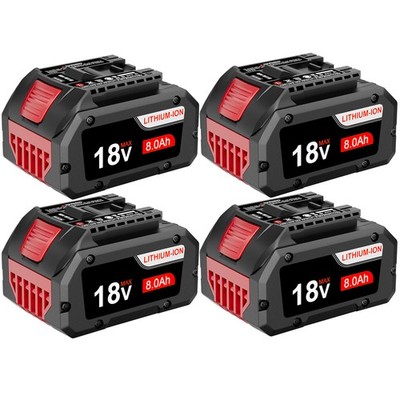 4 Pack 18V Battery For Bosch 18V 8.0AH Li-ion BAT609 BAT610G BAT618 GSR18V-LI
