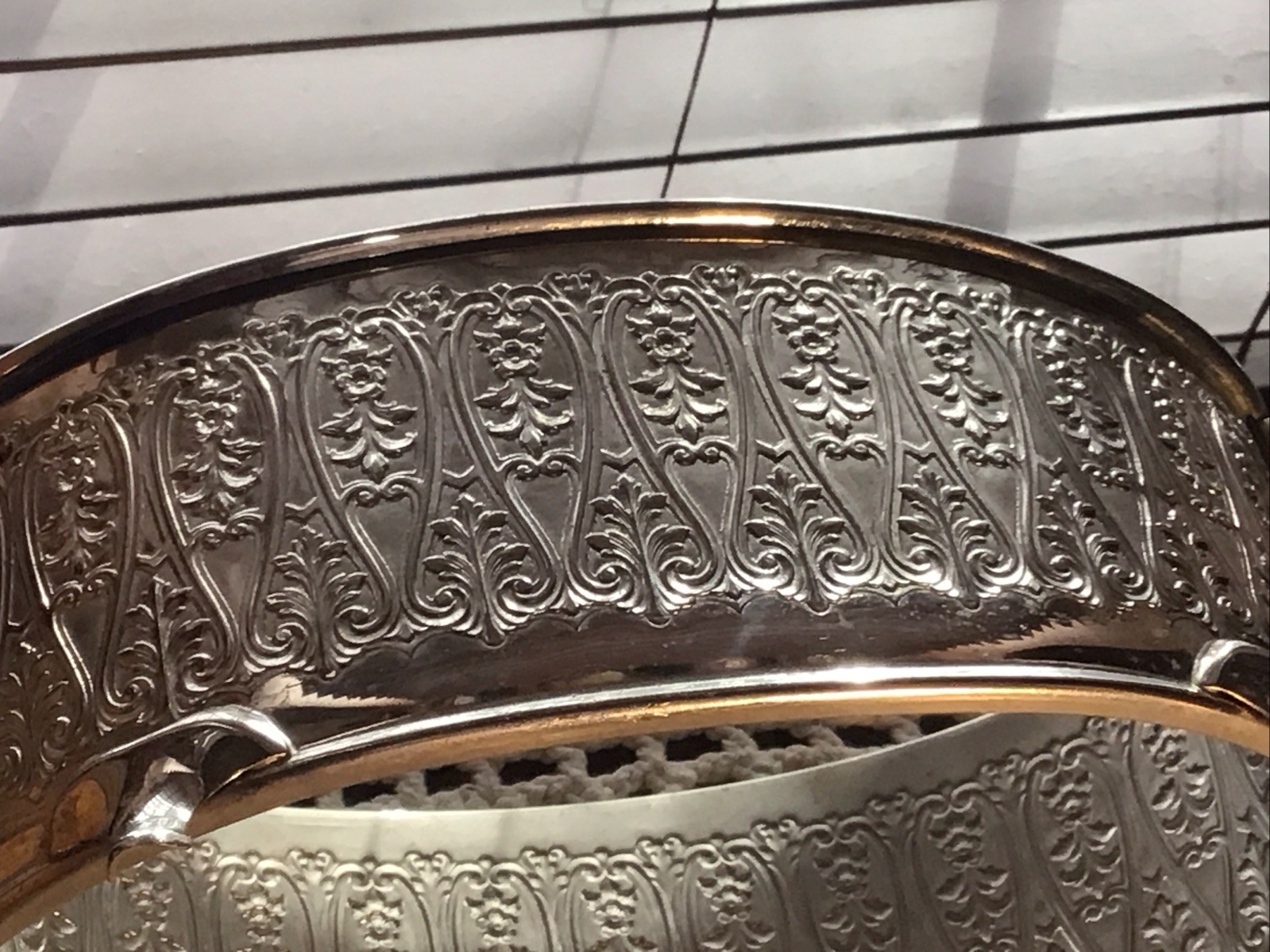 Vintage MCM Oval Glasbake Glass Casserole W/Fancy Handled Chrome Server Holder