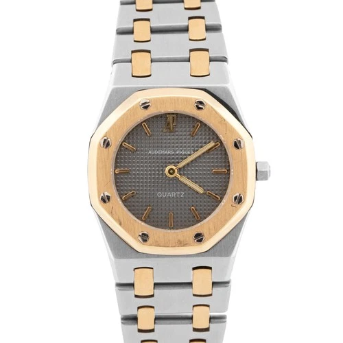 Ladies Audemars Piguet Royal Oak Gray Quartz Two-Tone Gold 26mm 6007SA Watch