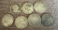 7 Sterling Silver Half Crowns 1817 To 1898 92g