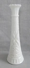 VINTAGE ANCHOR HOCKING WHITE MILK GLASS STARS & BARS PATTERN FLOWER BUD VASE 9"