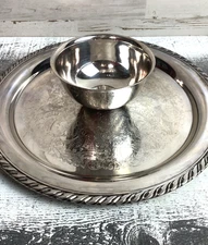 Vintage Oneida Silver Plated Chip And Dip Server Georgia Scroll