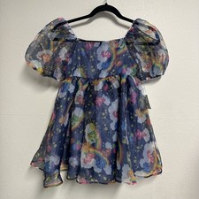 Care Bears Kids Girls Organza Puffy Sleeve Dress Sz 8 Medium NWT Lined Flowy