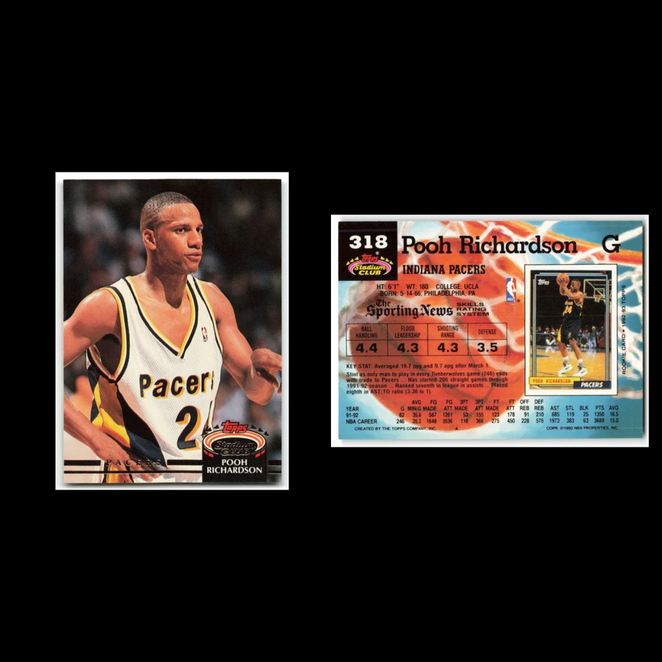 Pooh Richardson #318 1992 Topps Stadium Club Indiana Pacers Basketball Card NBA - Image 3 of 3